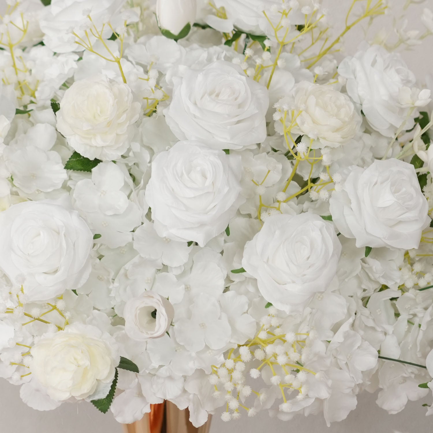 Uflower White Rose Baby's Breath Flower Ball For Table Centerpieces